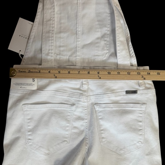 KanCan White Women's Denim Overall Shorts with No Back and Adjustable Straps - Picture 11 of 14